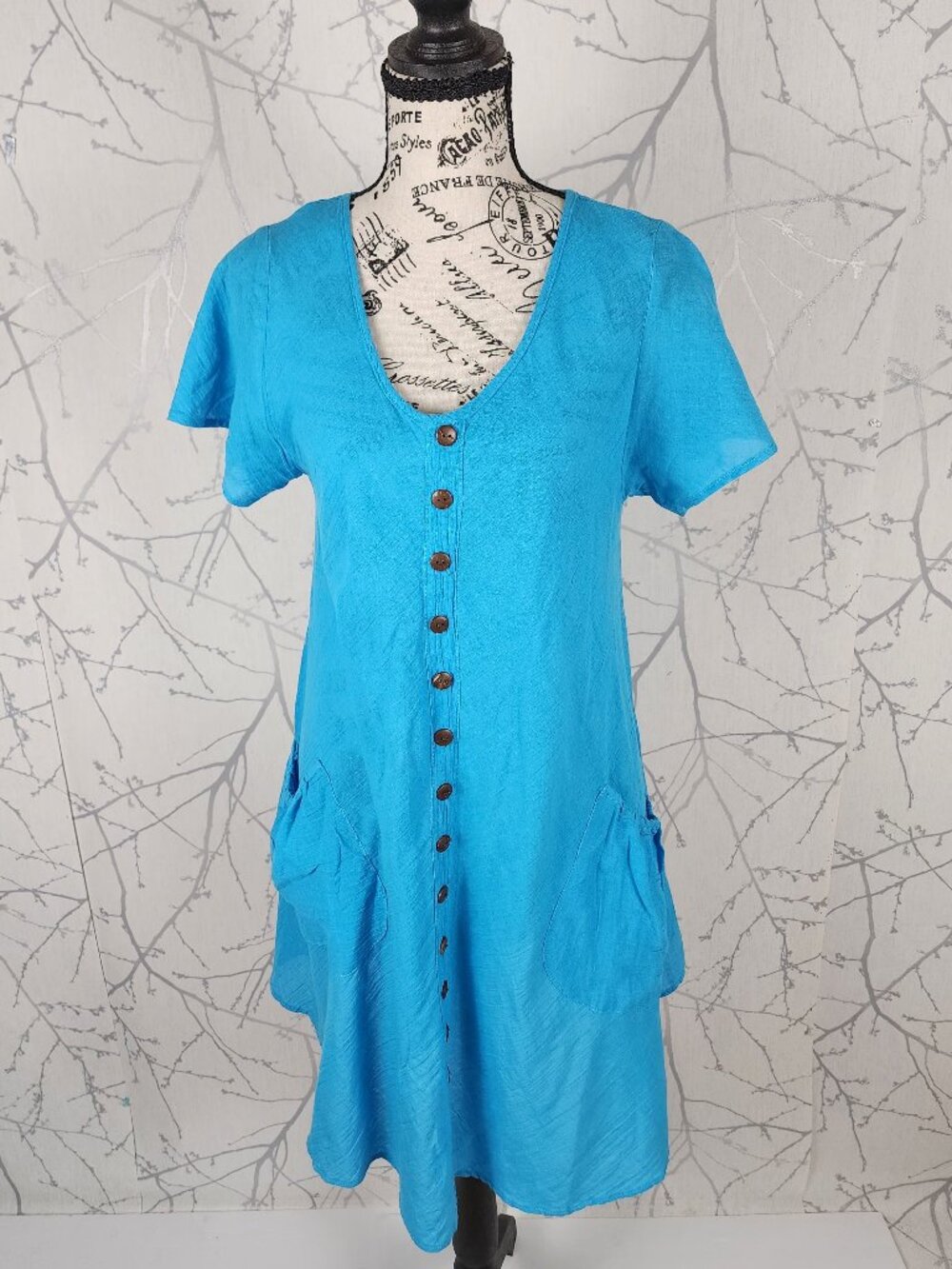 Ruby Street Australia Turquoise Blue Cotton Pocket Midi Dress